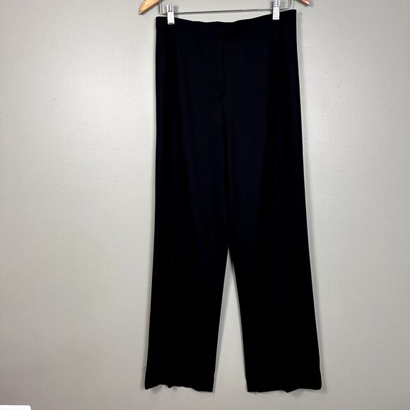 Lafayette 148 Stretch Wool Pants Black High Rise Wide Leg Work Trousers 8 Medium - Picture 1 of 9